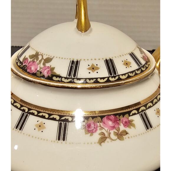 Vintage Cleveland China  Sugar Bowl w/Lid & creamer pitcher Bridal Rose Pattern - Picture 15 of 16